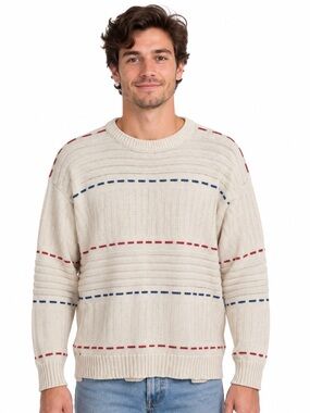 Vintage Nautica Men's 100% Cotton Sweater Red & Blue 90’s Made in the USA Sz M